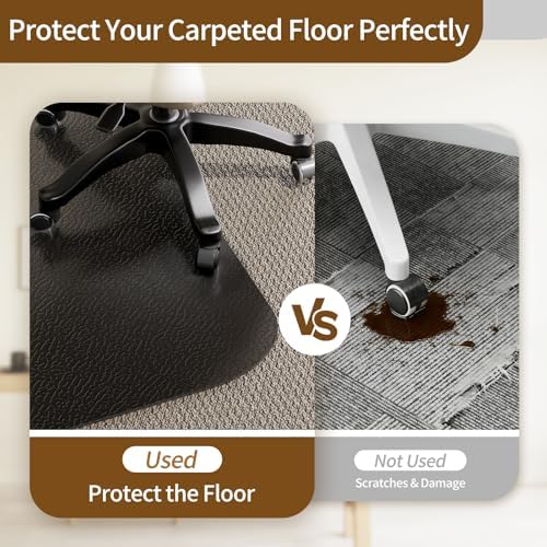 Black Office Chair Mat for Carpet, Heavy Duty Low Pile Mat with Cleats | 48"x60" Plastic Floor Mat for Gaming Chair, Computer Desk & Smooth Rolling on Low Pile Carpet - Image 3