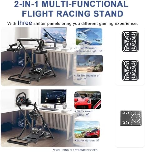 Anman Foldable Racing Flight Simulator Stand with Chair Wheel Fixed Slot - Image 4