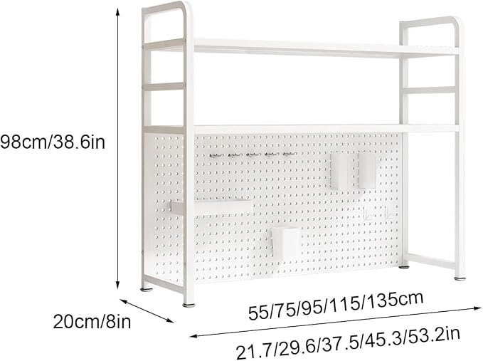 Pegboard for Desk Stand, Desks Organizer with Peg Board, Table Gaming Home Work Desk Extender Storage Rack, for Bedroom, Study, Kitchen, Office, Black, 75 * 98cm/29.6 * 38.6in - Image 2