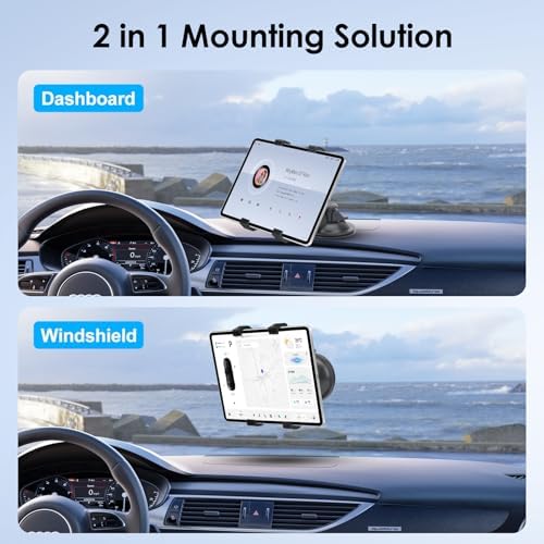 Linkstyle Car Tablet Holder, Suction Cup iPad Holder Dashboard Windshield Desk Car Mount for Universal 7-10.5in Tablets for Trucks, Vans, SUVs (Pack of 2) - Image 2