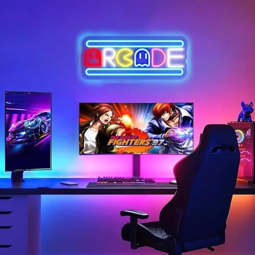 Arcade Neon Light Sign LED USB Powered Dimmable, Retro Ghost Arcade Game Room Neon Lighted Sign for Gaming Room Wall Decor Man Cave for Bedroom Baseroom Decorations Gift - Image 2