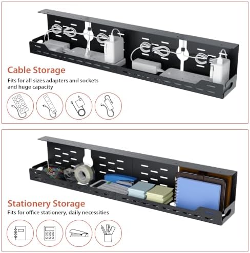 Univivi Under Desk Cable Management Tray, Cable Management, 32 inch, Black - Image 4