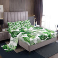 Erosebridal Palm Leaves Bed Sheets Hawaiian Sheet Set Monstera Banana Leaves Bedding Set King Size Summer Tropical Leaves Fitted Sheet for Living Room Bedroom Decor, Green White Flat Sheet by Erosebridal