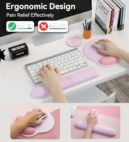 Mouse Pad with Keyboard Wrist Rest,Ergonomic Mousepad Support Set - Image 3