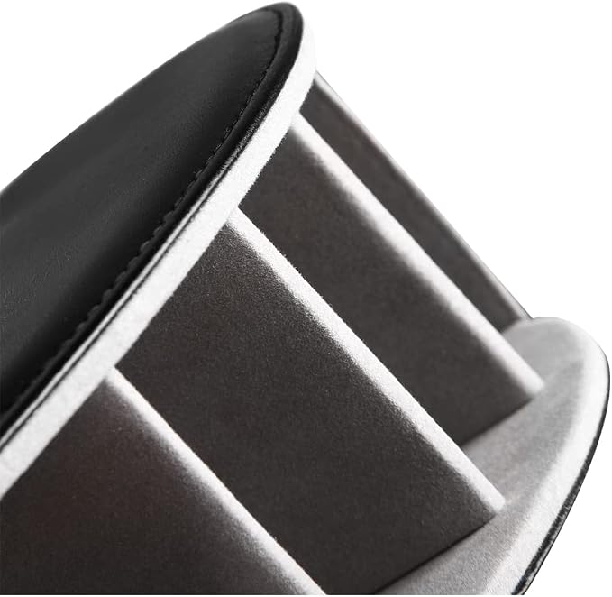 PU Leather Remote Control Holder with 5 Compartments - Storage Tray & Desktop Organizer for TV Remotes,Glasses,Pens,Accessories - Space-Saving Design for Bedside Table & Office Desk (Black) - Image 4