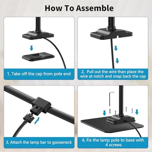 LED Desk Lamp Double Light: 1200LM Desk Light Base for Home Office, Black - Image 3
