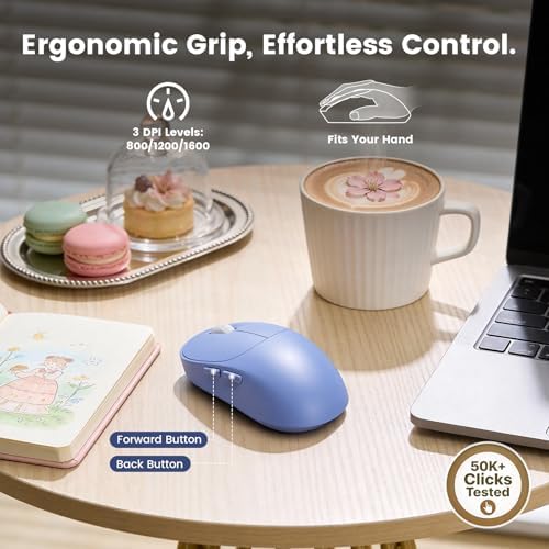 Wireless Keyboard and Mouse Combo, Magnetic Soft-Touch Wrist Rest, Purple - Image 6