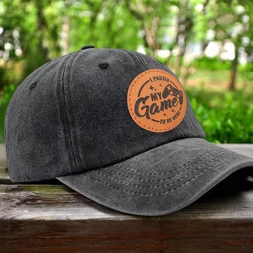 Hat for Men Women, Baseball Cap Gifts for Men Women, Adjustable Cotton Leather Patch Trucker Baseball Cap - Image 2