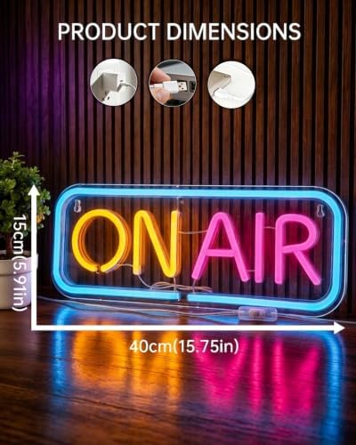 On Air LED Sign for Recording Studio, Light Up On Air Neon Signs for Streaming, Podcast, Gaming Room Decor, Bright Red/White Light for Streamers, USB Powered - Image 6