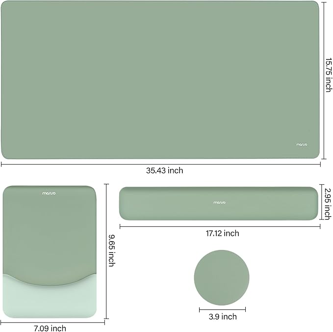 MOSISO Keyboard Mouse Pad Set, Large Gaming Mouse Pad&Keyboard Wrist Rest | Rectangular Mousepad with Wrist Rest&Coaster, Ergonomic Non-Slip&Easy Typing Pad with Curved Silicone Lining, Antique Green - Image 7