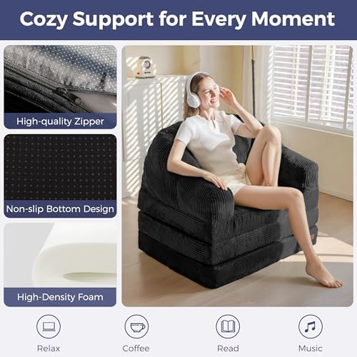 MAXYOYO Folding Sofa Bed with Backrest, Boneless Fold Out Couch with Handle - Image 5