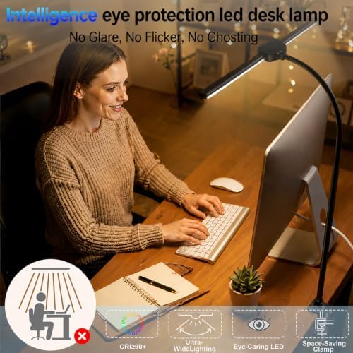 Desk Lamps for Home Office, Computer Light Bar, Double Head, Black - Image 4