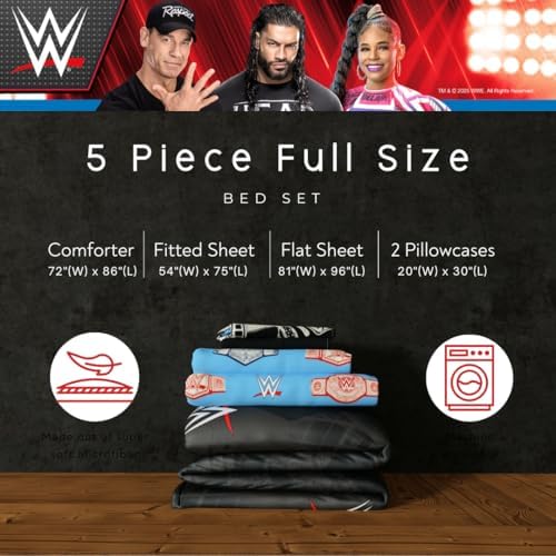 WWE Wrestlemania Bedding Super Soft Microfiber Comforter and Sheet Set, 5 Piece Full Size, (Officially Licensed Product) By Franco - Image 3