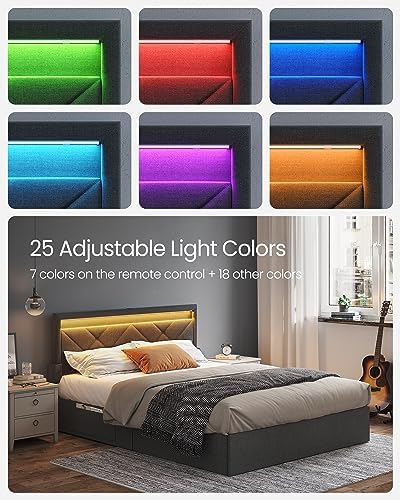 VASAGLE Queen Bed Frame, 4 Storage Drawers on Wheels, Charging Station - Image 3