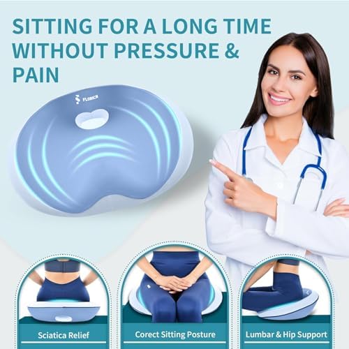 FLORICH Seat Cushion and Lumbar Support Pillow for Office Chair Car Neck Headrest Pillow Memory Foam Seat Pads Pressure Relief Back Cushion and Carseat Pads(Blue) - Image 4