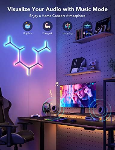 Govee Glide Y RGBIC LED Wall Lights, Smart Wi-Fi Gaming Lights with Music Sync, DIY and Timer Feature, LED Lights for Gaming Room, Wall Light 7 Pack - Image 4