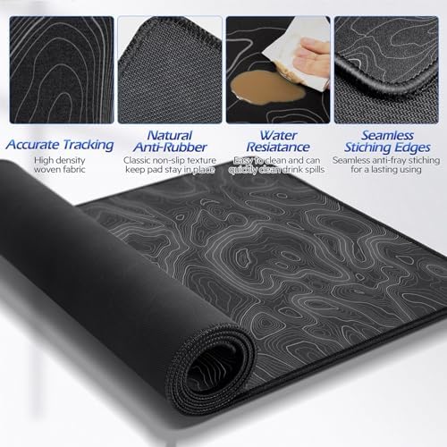 Gimars 4 in 1 Mouse Pad and Keyboard Wrist Rest Set, Large Mouse Pad with Memory Foam Wrist Support Pad for Desk with Coaster, Easy Typing Pain Relief, Gaming Office Home 31.5x12 in, Topographic Map - Image 5