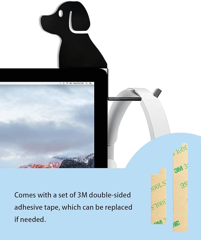 Monitor Stand Headphone Hanger with Puppy Tail Hook - Image 4