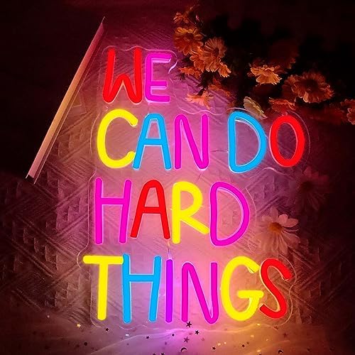 We Can Do Hard Things Neon Sign, Motivational Neon Light LED Classroom Sign USB Dimmable, for Inspirational Classroom Office Library Neon Light Kids Wall Art Bedroom Birthday Party Backdrop(13.3*10.6In) - Image 2