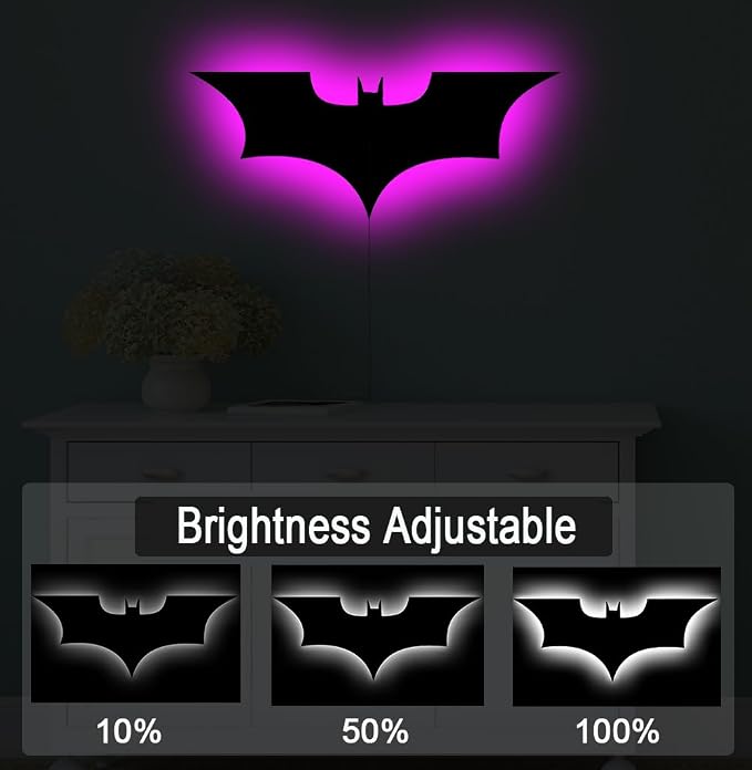 Bat Lamp Neon Sign LED Bat Signal Night Light 16 Colors Adjustable Man Cave Party Home Bedroom Christmas Halloween Decoration Lights Birthday Gifts - Image 4