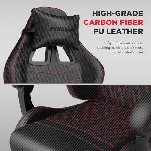 Ferghana Vintage PU Leather Gaming Chair, Ergonomic Gamer Chair with Massage, High Back Computer Office Chair with Footrest for Adults, Racing Style Reclining Video Game Chair (Black) - Image 4