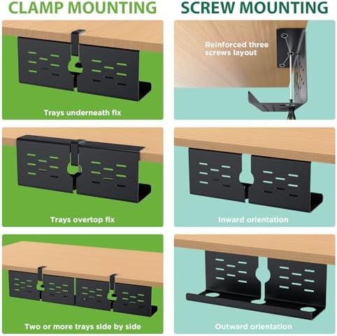 KEEGH 16 in Under Desk Cable Management Tray, Capacity Cable Tary, 3 Pack - Image 2
