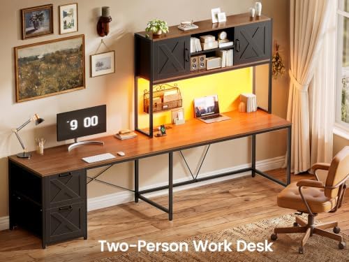 SEDETA Farmhouse Reversible L Shaped Coner Gaming Desk with Drawers, Hutch - Image 3