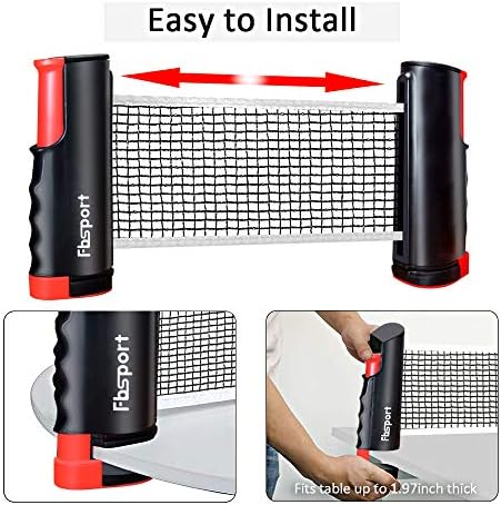 FBSPORT Ping Pong Paddle Set, Portable Table Tennis Set with Retractable Net,Rackets,Balls and Carry Bag for Indoor/Outdoor Games - Image 2