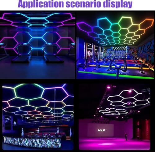 25Pack RGB Hexagon led Garage Lights,5 Hexagon Light with Multi Color,Dimmable&Speed Adjustable RGB Hex Wall Lights,DIY Design for Remote Control & Smart App Control Music Modes - Image 7