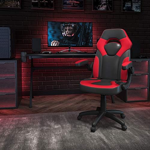 Flash Furniture X10 Gaming Chair Racing Office Ergonomic Computer PC Adjustable Swivel Chair with Flip-up Arms, Red/Black LeatherSoft | Ergonomic, Flip-up Arms, Height Adjustable, Racing Style - Image 2