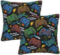 Perinsto Gamer Gaming Throw Pillow Covers Set of 2 Colorful Game Gamepads Decorative Pillowcases Soft Cushion Covers for Sofa Couch Bed Home Decor, 16"X16" by Perinsto