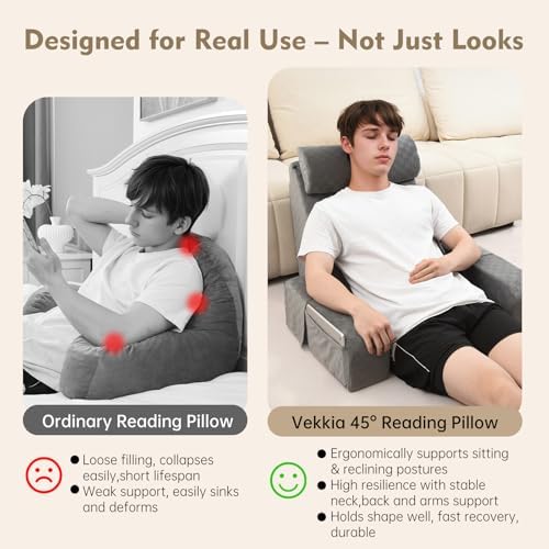 Vekkia 21'' Reading Pillow for Adults with XL Side Pockets, Adjustable Arms - Image 4