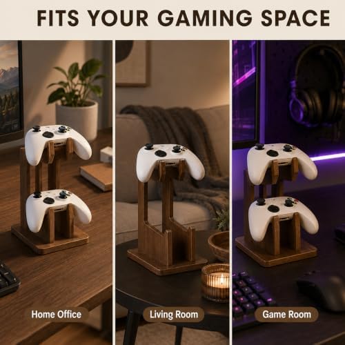 Wooden Controller Holder, Controller Stand with 2-Tier Gamepad Storage - Image 5