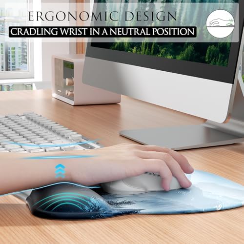 MROCO Ergonomic Mouse Pad with Gel Wrist Rest, 9.4 x 8.1 in, Cloud Forest - Image 4