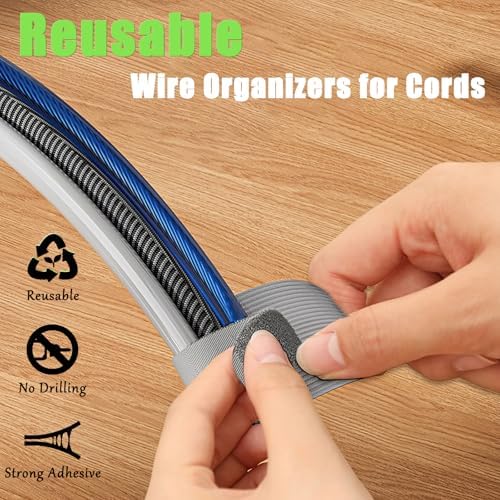 80PCS Hook and Loop Cable Straps, Cable Management Under Desk, Adhesive Cable Ties, Reusable Wire Organizers for Cords, Cords Management, Computer Accessories for Desk, Home Office Essentials, Black - Image 2