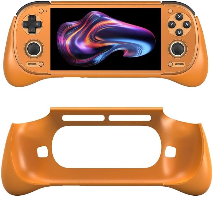Hand Grip Cover Case for Retroid Pocket 6, Ergonomic Handle Grip Case Protective Cover TPU Shell Protector Stand Holder for RP6 Gaming Console Accessories (Orange) by Unknown