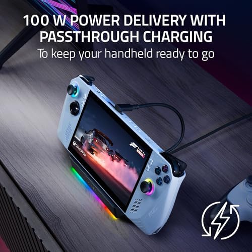 Razer Handheld Dock Chroma: Charging Hub & Expand Connectivity for Mobile Gaming & Tablets - iPhone 16, Steam Deck, ROG Ally, Switch & More - USB C, USB A (3), HDMI, GbE - 100W Power (Renewed) - Image 5