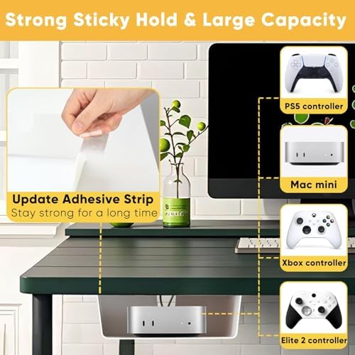 2 Pack Under Desk Hanging Shelf Drawer Organizer, Attachable Plastic Hidden Storage Tray, Easy Adhesive Mount Holder for Standing Tables, Office, Counters, Cabinets, Workstations - White - Image 3