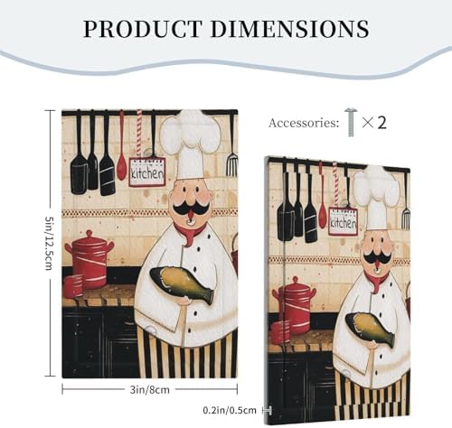 Decorative Light Switch Cover Plate Cartoon Fat Happy Chef Cook 1 Gang No Device Single Blank Outlet Covers Wall Plate Switchplate Covers Dimmer Faceplate for Farmhouse Kitchen Decor - Image 5