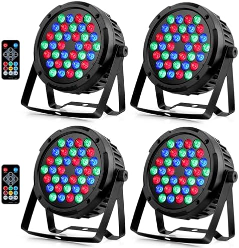 36W 36LEDs RGB Stage Par Lights by Remote DMX Control - 4Pack by OPPSK