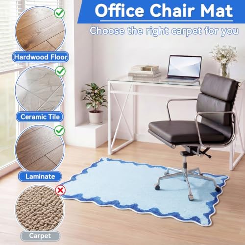 Breling Office Chair Mat for Hardwood Floor & Tile Floor, 36" x 48" Large Anti-Slip Floors Protector, Under Desk Gaming Rug for Rolling Computer Chair for Office Home(Scallop Edge,Blue) - Image 4