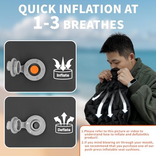 ONTYZZ Inflatable Seat Cushion Lightweight Airplane Seat Cushion | Stadium Seat Travel Cushion for Climbing Hiking Office Airplane - Image 5