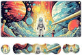 AIMSA Desk Mat Set, Mouse Pad with Wrist Rest +Keyboard Wrist Rest +Large Mouse Mat +Coaster, 4in1 Extended Gaming Mousepad Set for Home Office, Planet Astronaut by AIMSA