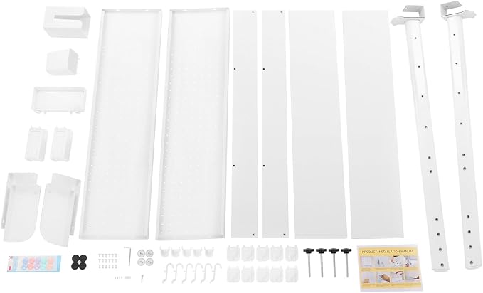 Desk Pegboard, Clamp On Desk Organizer Shelf, Desktop Bookshelf Storage Shelves, Privacy Panel for Home Office Dorm Gaming Desk, Carbon Steel, 39.4" x 37.4", White - Image 9