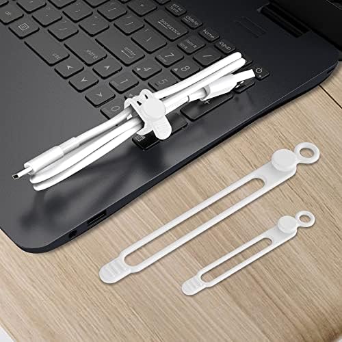 Silicone Cable Ties, Cord Organizer Cable Management,2Sizes-White - Image 7