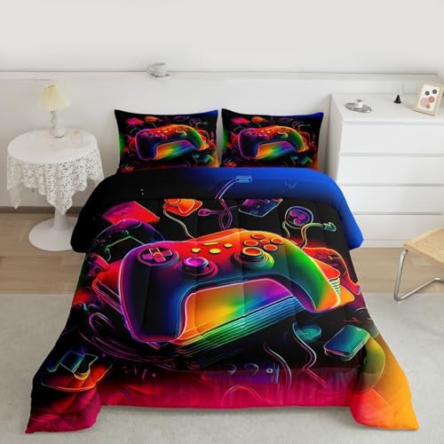 Erosebridal Gamer Comforter Set Game Consoles Girl Toddler Bedding Set for Teenage Boys Modern Gaming Comforter Abstract Vintage Quilt - Image 5