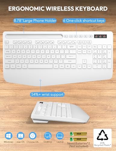 SABLUTE Wireless Keyboard and Mouse Combo, Full Size, Ergonomic Wrist Rest - Image 6