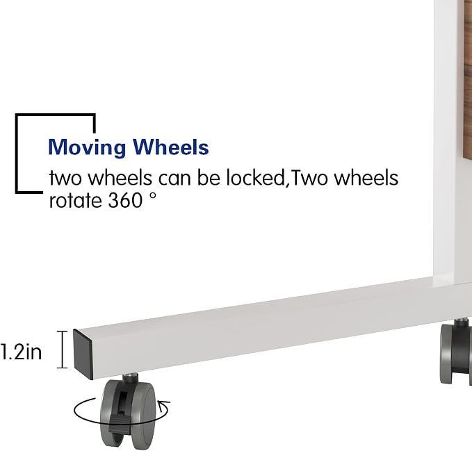DlandHome 23.6 Inches Rolling Desk with Wheels Adjustable Height, Oak - Image 7