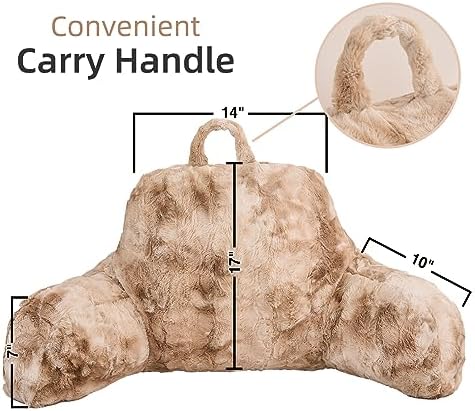A Nice Night Khaki Reading Pillow, 17" Bed Wedge Pillows with Arms, M - Image 2