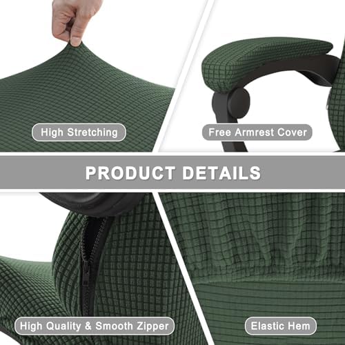 Gaming Chair Cover Game Chair Cover for Reclining Rotating Chair, Green | Waterproof, Cat Scratch Proof, Stretch with Amrest, Breathable, Anti-Scratch, Pet-Resistant,For Tall High Back Chairs - Image 6